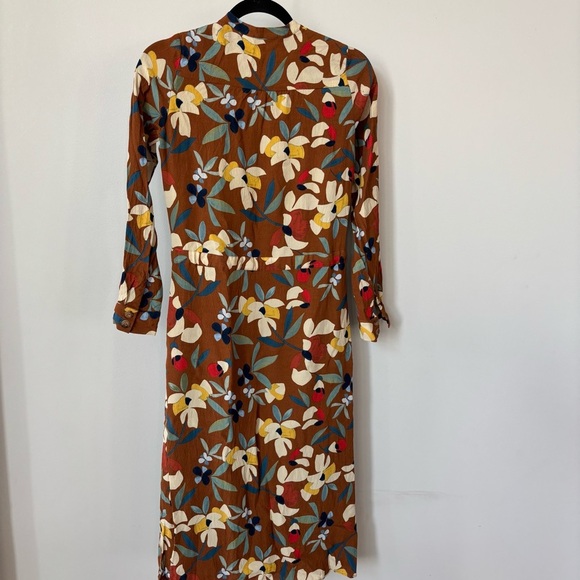 Sezane Vic Midi Dress in Brown Floral Design Size 34/2 - Picture 12 of 13